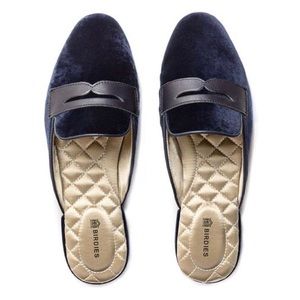 NWOT Birdies navy blue loafer mules